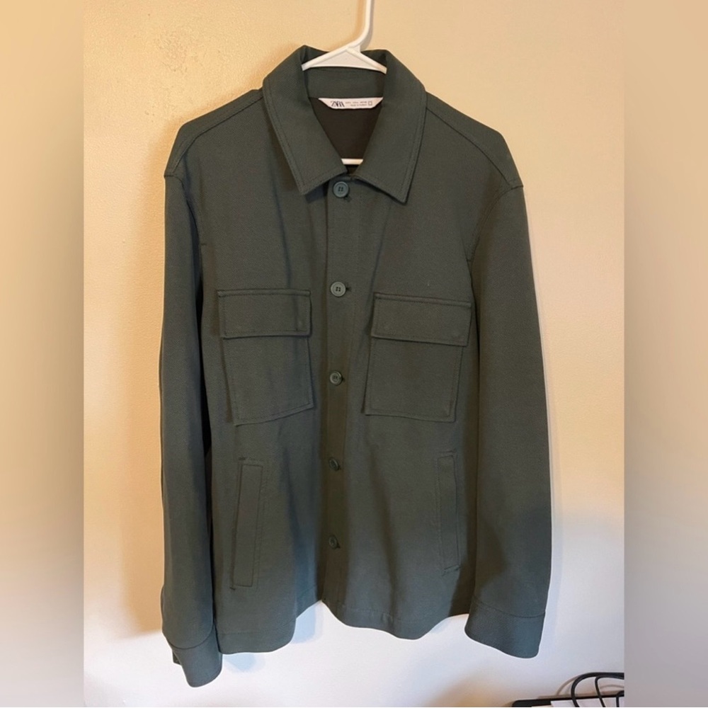 Zara Men's Olive Green Shirt Jacket